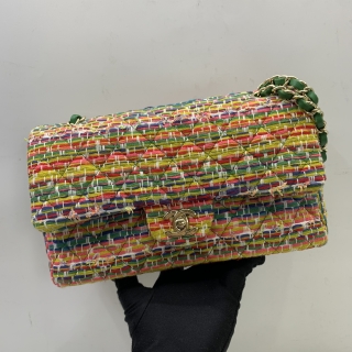 CHANEL BAG CLASSIC FLAP A01112 MULTICOLOR WFLAP MEDIUM 25CM NO.22 NO CARD 22113456
