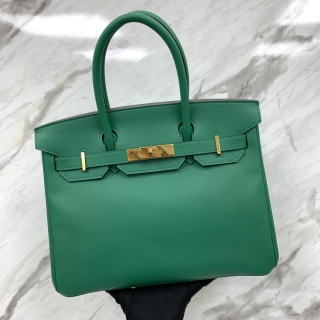 HERMES BAG BIRKIN 30 EPSOM C STAMP GHW GREEN (NO LOCK, KEY, CLOCHETTE) CPY169 NF