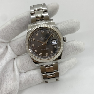 ROLEX WATCH 116334G DATEJUST II 41 GREY DIAL W/DIAMOND FULLSET A680Q334