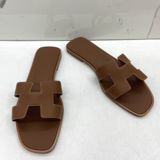HERMES SHOES SANDALS ORAN BROWN #39.5