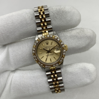 ROLEX WATCH DATEJUST 69173 TAPESTRY DIAL AFTER DIAMOND BEZEL WATCH ONLY W/ORIGINAL BEZEL R SERIAL R940748