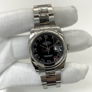 ROLEX WATCH DATEJUST 116200 BLACK FACE ROMAN (2012 CERT, FULL LINKS) G544919