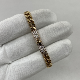 HERMES FINE JEWELRY BRACELET H120434B KELLY GOURMETTE TPM DIAMOND 41PD 0.9CT RG750 24.87G (W 2022 RECEIPT) 21V079432