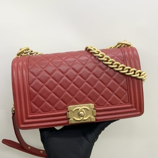CHANEL BAG BOY MEDIUM 25CM RED GHW W/CARD NO.24 24586500