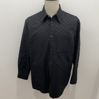 GUCCI CLOTHES JACKET 794906 GG BUTTON DOWN BLACK SIZE 48