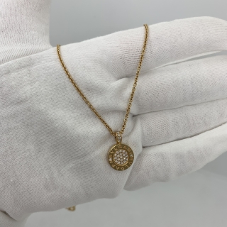 BVLGARI FINE JEWELRY NECKLACE BVLGARI BVLGARI MALACHITE/DIAMOND DOUBLE-SIDED PENDANT YG750 10.85 MR62AA