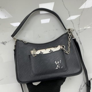 LOUIS VUITTON BAG EPI M80689 MARELLE SHOULDER 2WAY RFID BLACK WHITE W/POUCH