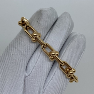TIFFANY FINE JEWELRY BRACELET HARDWEAR MEDIUM LINK BRACELET AU750 18K ROSEGOLD 20.3G FULLSET W/RECEIPT