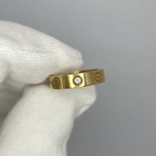 CARTIER FINE JEWELRY RING MINI LOVE WEDDING BAND YG750 1PC DIAMOND #46, 4.2G