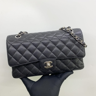 CHANEL BAG DOBULE FLAP CAVIAR MEDIUM 25CM SHW RFID