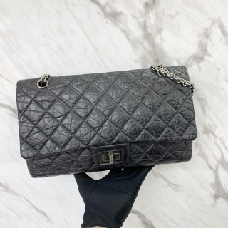CHANEL BAG 2.55 227 31CM MAXI DOUBLE FLAP CHAIN SHOULDER BLACK SHW NO CARD NO.14 14495829