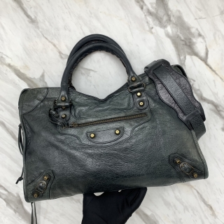 BALENCIAGA BAG 115748 CITY 2WAY BLACK W/MIRROR