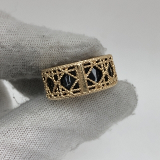 DIOR FASHION JEWELRY RING JMYD95031 MY DIOR RING BLACK LACQUER YG750 6.47G #54 (W CERT) 510988