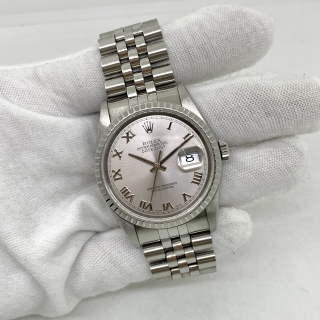 ROLEX WATCH DATEJUST 16220 SILVER FACE ROMA FULLSET D650161