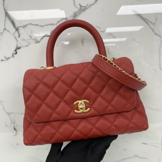 CHANEL BAG CAVIAR SKIN COCO HANDLE XS 23CM RED NO.28 W/CARD 28122010