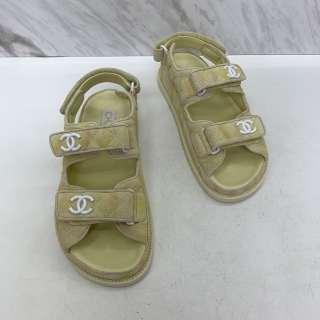 CHANEL SHOES SANDALS G35927 SUEDE MULTICOLOUR PASTEL YELLOW #37