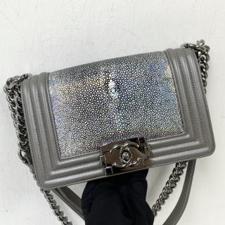CHANEL BAG BOY STINGRAY GREY 20CM NO.27 W/CARD 27184122