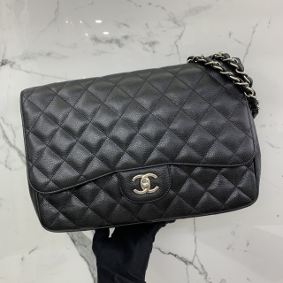 CHANEL BAG CLASSIC FLAP CAVIAR SKIN MATELASSE 30CM JUMBO SINGLE FLAP SHW NO. 13 NO CARD 13575931