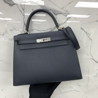 HERMES BAG KELLY 28 EPSOM PHW D STAMP DARK BLUE