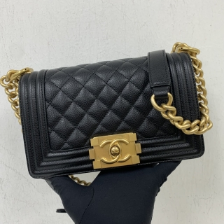 CHANEL BAG BOY CAVIAR SMALL 20CM GHW BLACK RFID MICROCHIP NAX0HN05