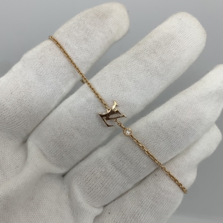LOUIS VUITTON FINE JEWELRY BRACELET 1PD LOGO RG750 2.87G W/CERT J03514