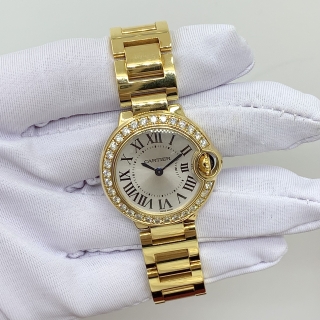CARTIER FINE JEWELRY AU750 WE9001Z3 CARTIER BALLON BLEU 28MM QUARTZ FULLSET 90.4G 300684196NX