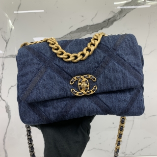 CHANEL BAG CHANEL19 AS1160 DENIM 2WAY CHAIN SHOULDER  NAVY BLUE E9EE56N3