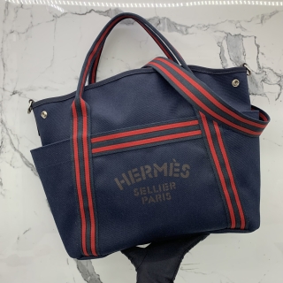 HERMES BAG SAC DE PANSAGE 2WAY CANVAS BLUE D STAMP