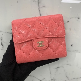 CHANEL SLG MATELASSE CAVIAR SKIN COMPACT TRIFOLD MICROCHIPPED XHAXHLCE