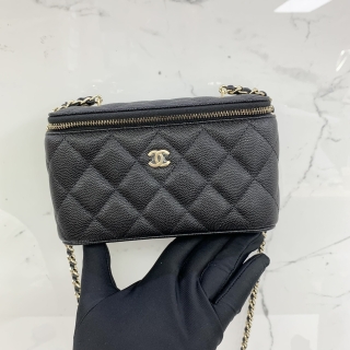 CHANEL BAG VANITY AP1341 CAVIAR CHAIN SHOULDER GHW BLACK NO.32 (W/CARD) 32001704