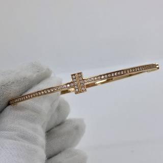 TIFFANY FINE JEWELRY BRACELET T DIAMOND HINGED 16.3G NO CERT