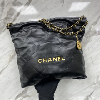 CHANEL BAG LAMBSKIN AS3260 CHANEL22 SMALL GHW BLACK RFID MICROCHIP W/POUCH C3UEU796