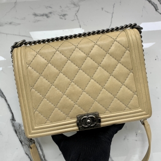 CHANEL BAG BOY 30CM  WILD STITCH BEIGE NO.18 NOCARD 18990773