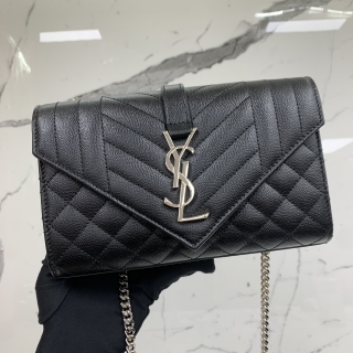 YSL BAG ENVELOPE 600195 SMALL CHAIN SHOULDER SHW BLACK