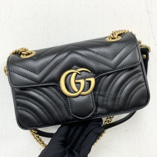 GUCCI BAG MARMONT 446744 CHAIN SHOULDER BLACK GHW