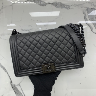 CHANEL BAG BOY CAVIAR SO BLACK 28CM MEDIUM NO.24 W/CARD 24115193
