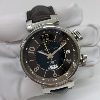 LOUIS VUITTON WATCH Q1151 WATCH ONLY AUTOMATIC TAMBOUR GMT DP4788