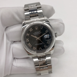ROLEX WATCH DATEJUST 116200 BLACK FACE ROMAN 2017 CERT NO BOX