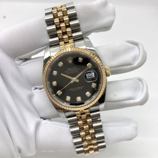 ROLEX WATCH DATEJUST 116233G DIAMOND INDEX BLACK DIAL FULL SET 2011 62S15665