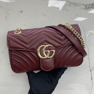 GUCCI BAG MARMONT 443497 CHAIN SHOULDER MAROON