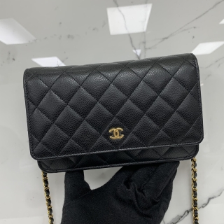 CHANEL SLG CAVIAR SKIN WALLET ON CHAIN RFID