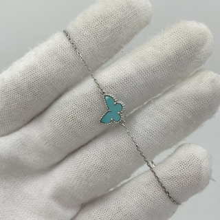 VAN CLEEF & ARPELS FINE JEWELRY BRACELET SWEET ALHAMBRA PAPILLON BUTTERFLY TURQUOISE WG750 1.89G W/CERT 2012 JB306803