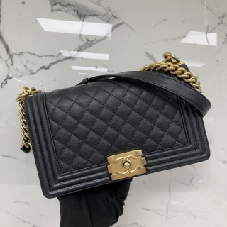 CHANEL BAG BOY AP67086 CAVIAR MEDIUM 25CM BLACK GHW NO.28 NO CARD 28817721
