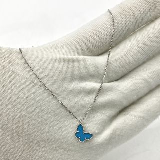 VAN CLEEF & ARPELS FINE JEWELRY NECKLACE SWEET ALHAMBRA BUTTERFLY TURQUOISE WG750 3.2G JA276303