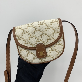 CELINE BAG TRIOMPHE 196702BZJ MINI BESACE CROSSBODY SHOULDER WHITE (NEW LOGO)