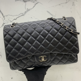 CHANEL BAG CLASSIC FLAP LAMBSKIN 33CM MAXI SINGLE FLAP BLACK SHW NO.14 NC 14113387