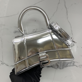BALENCIAGA BAG 592833 HOURGLASS XS 2WAY  SILVER