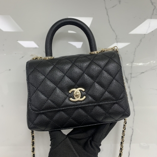 CHANEL BAG MATELASSE CAVIAR SKIN AS2215 COCO HANDLE MINI 2WAY GHW BLACK