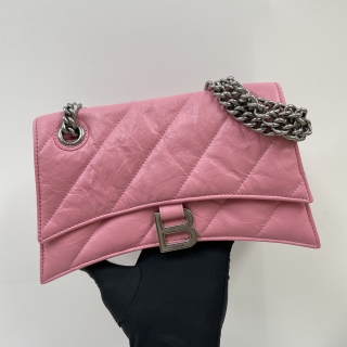 BALENCIAGA BAG 716351 CRUSH HOURGLASS CHAIN SHOULDER PINK