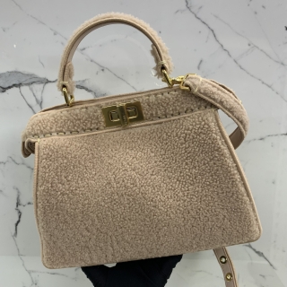 FENDI BAG PEEKABOO ISEEU SMALL BEIGE PINK WOOL 2WAY 8BN327